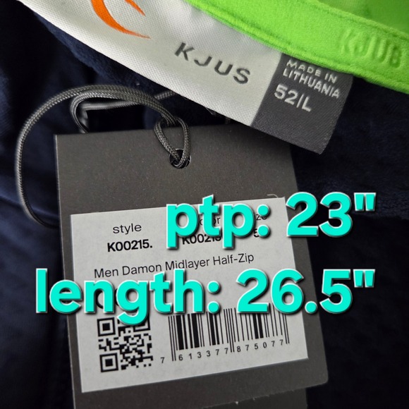 KJUS NEW Men's Large Damon Midlayer Half-Zip 1/2 Zip Pullover Atlanta Blue Golf - Picture 5 of 5